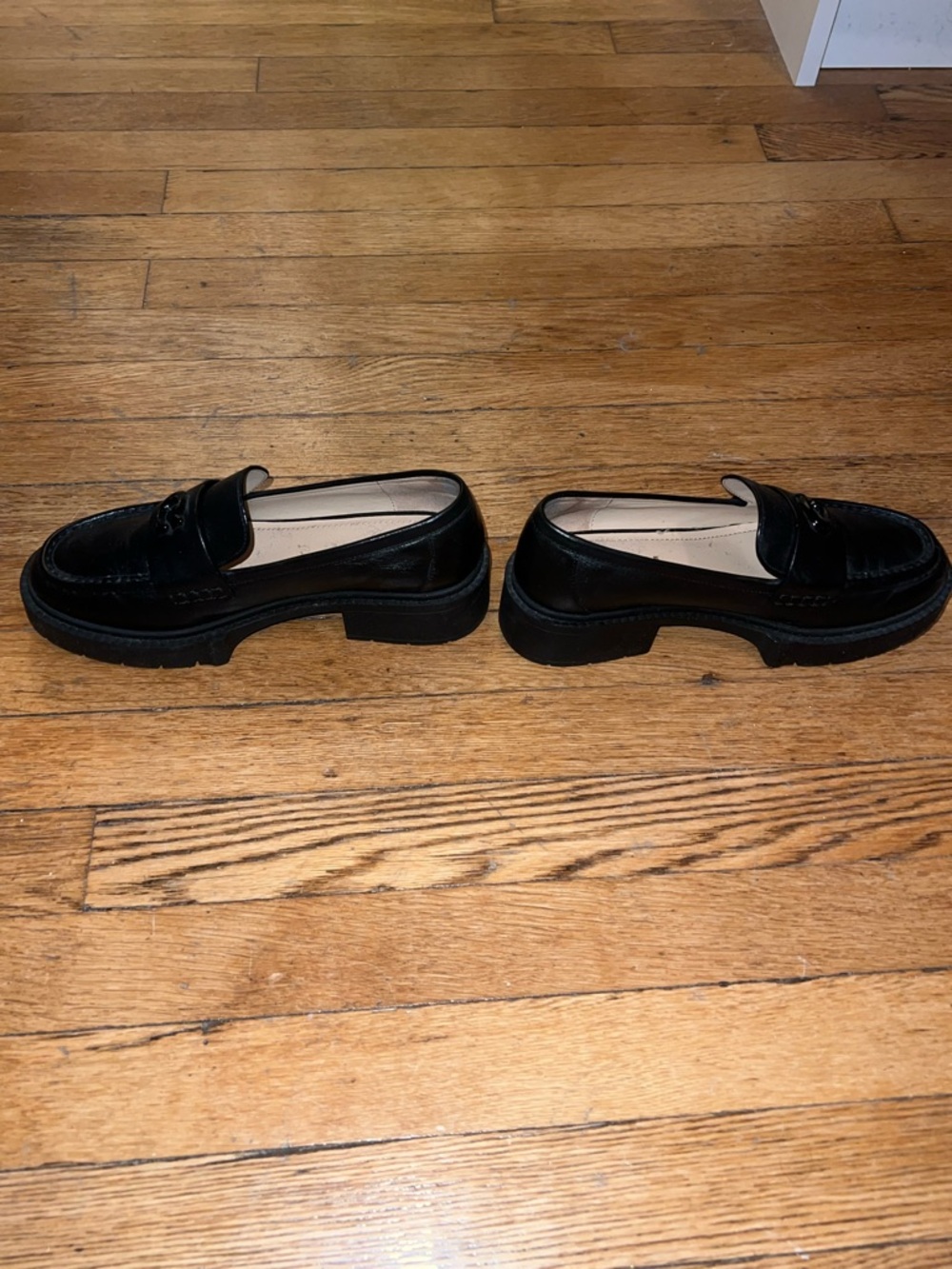 Coach Black Leather Lug-Sole Penny Loafers - Picture 2 of 3